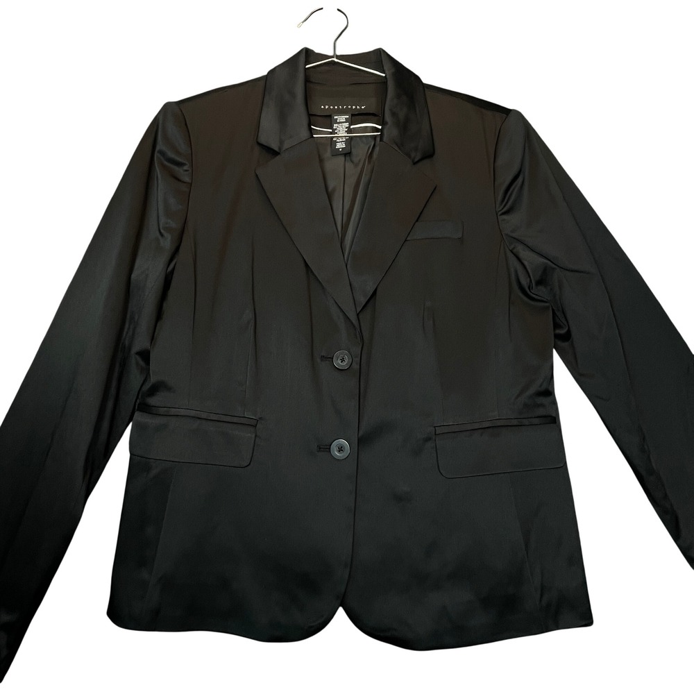 Apostrophe Blazer 12 Black Satin Finish Dark Academia Professional Goth Office